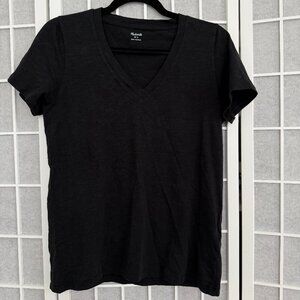 Madewell Heathered Black V Neck T Shirt Size Small